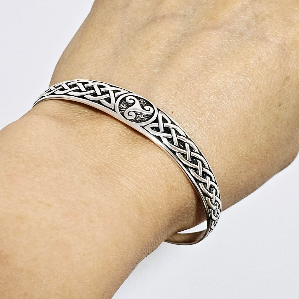 Women's 925 Sterling Silver Celtic Triskelion Knot Bangle Bracelet - 925 Sterling Silver Bracelet Celtic Bangle for Ladies and Girls treasurebayb2b