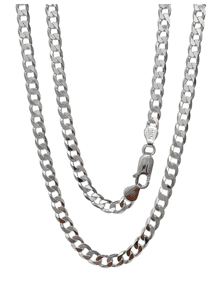 Italian Silver Curb Chain for Men and Women 6.2mm Solid 925 Sterling Silver Cuban Links Chain treasurebayb2b