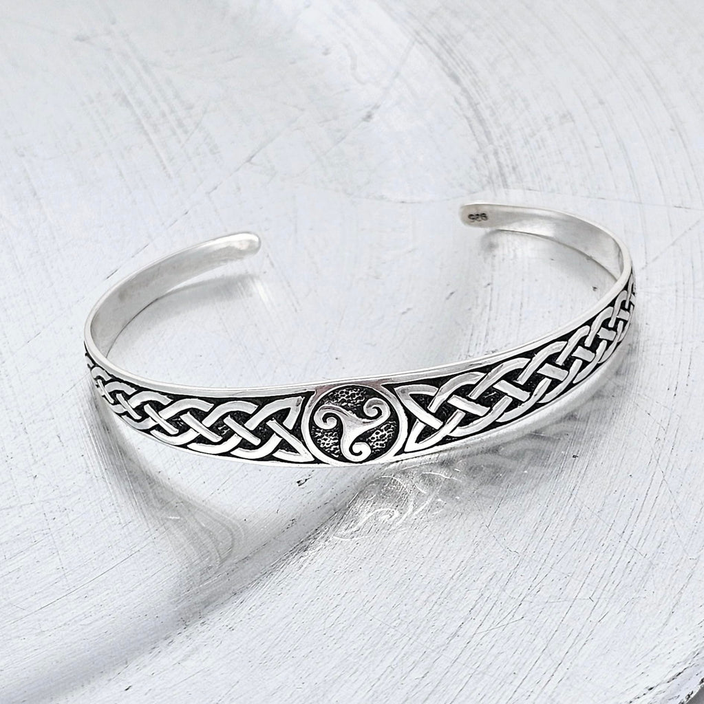 Women's 925 Sterling Silver Celtic Triskelion Knot Bangle Bracelet - 925 Sterling Silver Bracelet Celtic Bangle for Ladies and Girls treasurebayb2b