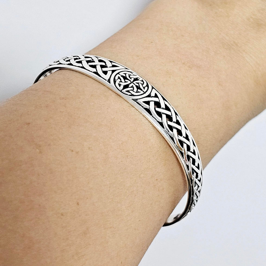 Women's 925 Sterling Silver Bangle Bracelet - 925 Sterling Silver Bracelet Celtic Bangle for Ladies and Girls treasurebayb2b