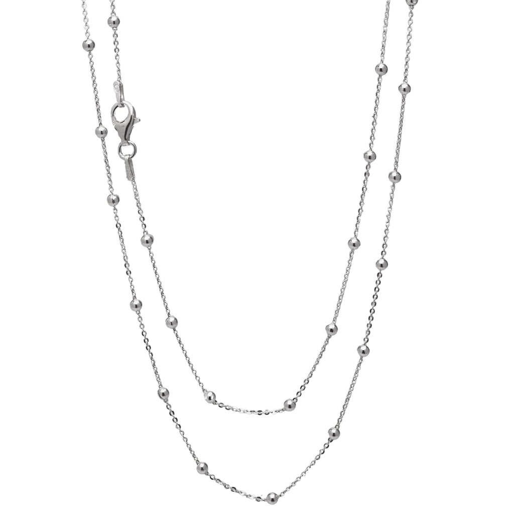 Women's 925 Sterling Silver Anchor Trace Ball Beaded Chain Necklace treasurebayb2b