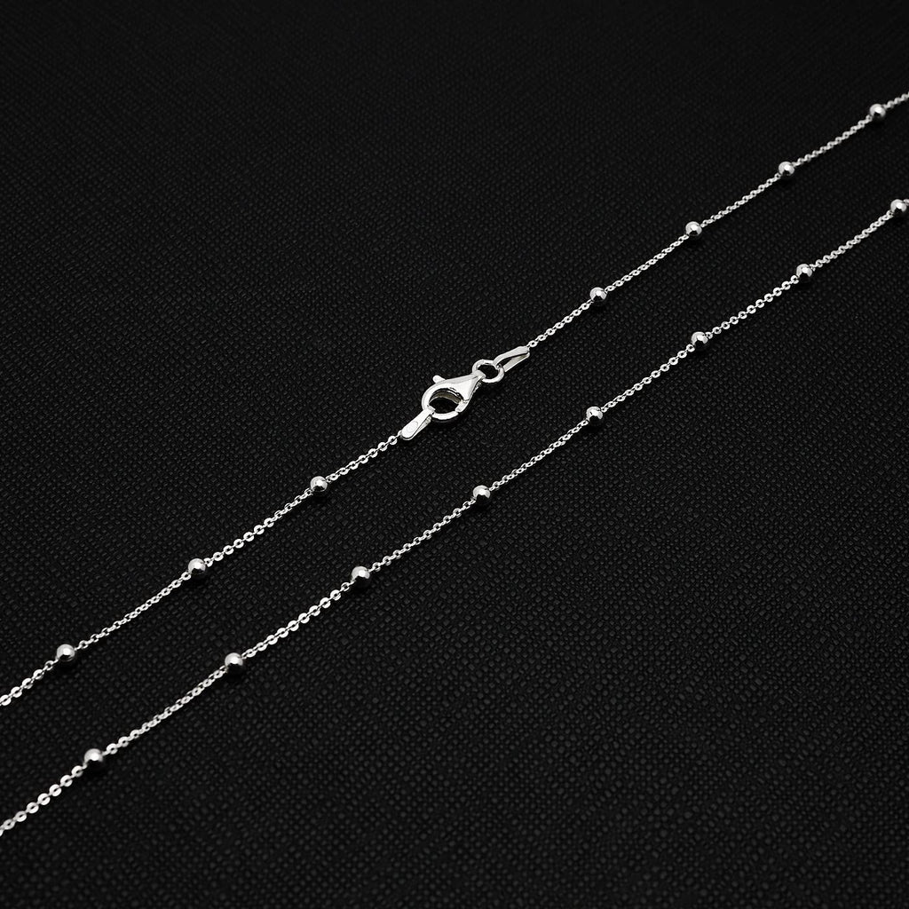 Women's 925 Sterling Silver Anchor Trace Ball Beaded Chain Necklace treasurebayb2b