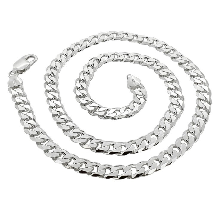 Men's, Women's Silver Curb Chain Italian Made 7mm Solid 925 Sterling Silver treasurebayb2b