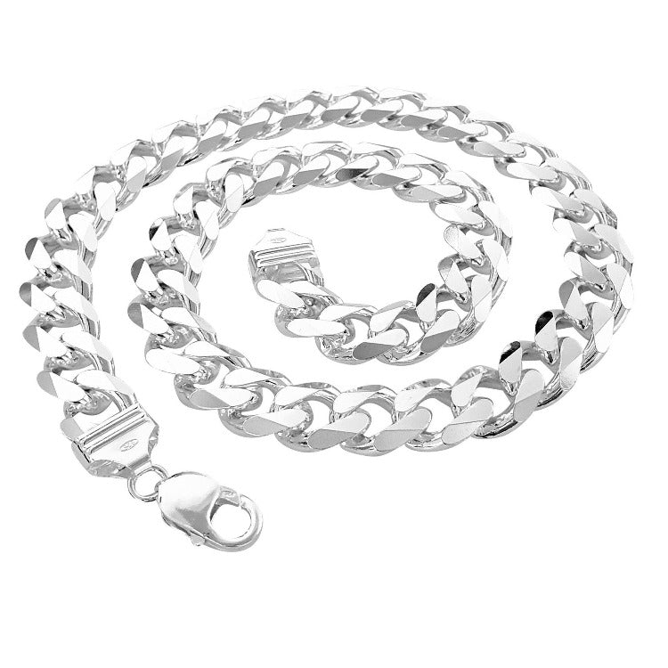 Mens 12mm Super Heavy Solid 925 Silver Italian Curb Chain treasurebayb2b