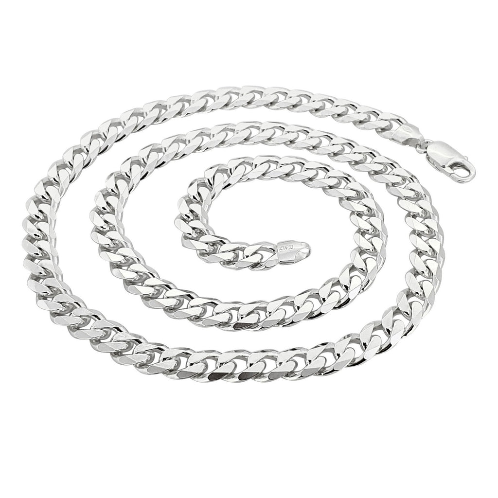 Men's Silver Curb Chain Necklace Heavy Solid 925 Sterling Silver 8mm Italian Chain treasurebayb2b