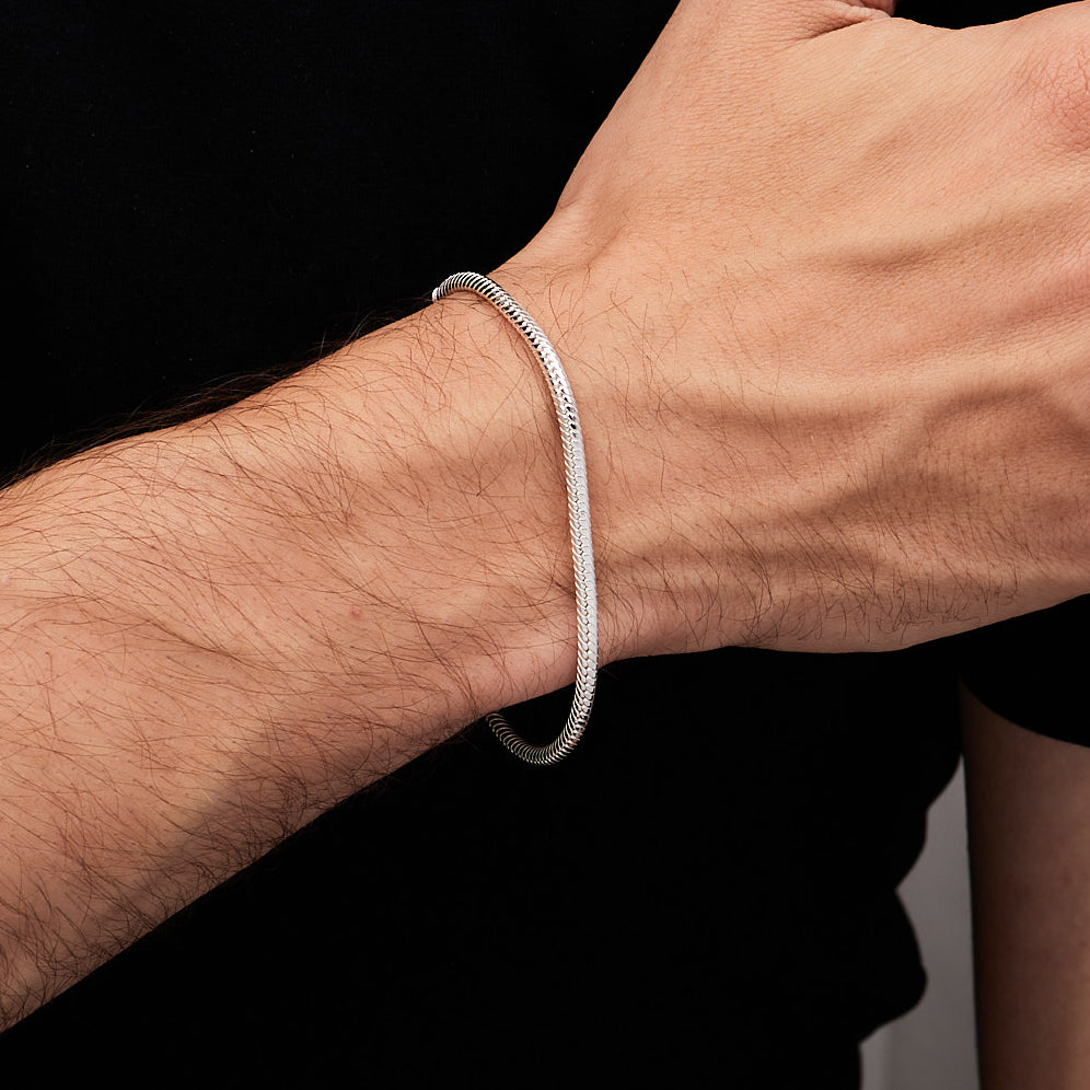 Women's Men's Bracelet Italian 925 Sterling Silver 3.3mm Thick Snake Chain Bracelet treasurebayb2b