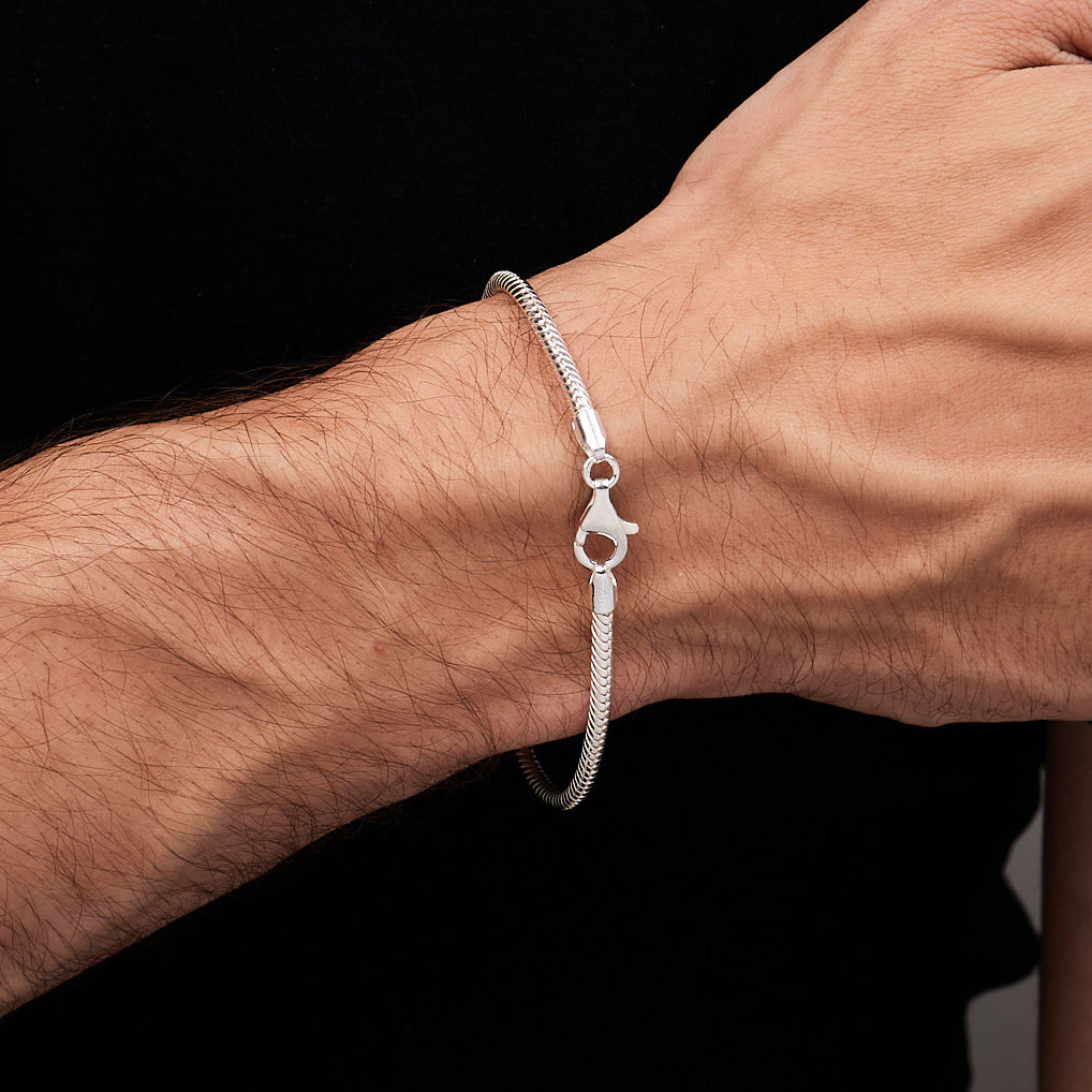 Women's Men's Bracelet Italian 925 Sterling Silver 3.3mm Thick Snake Chain Bracelet treasurebayb2b