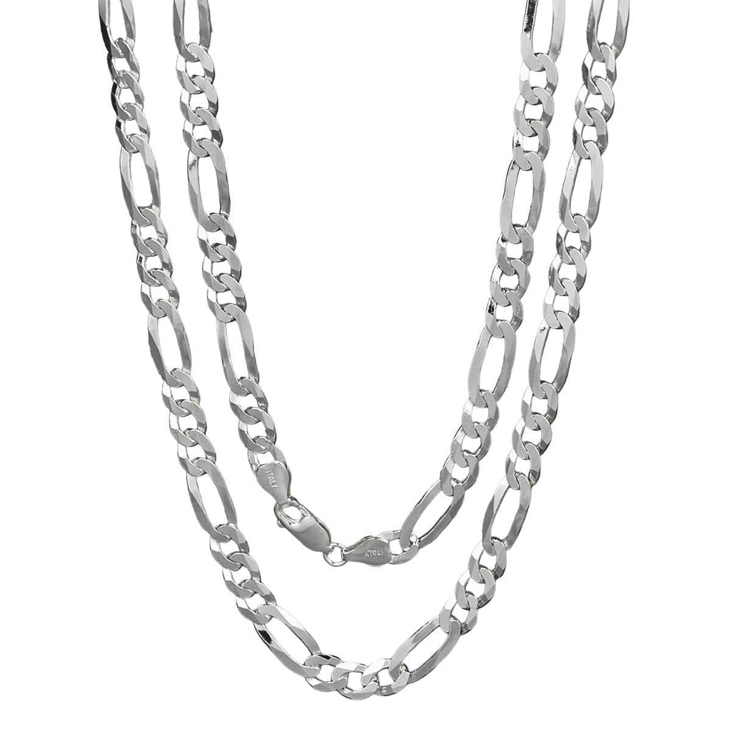 Women's Men's Italian Chain Necklace Figaro 6.2mm Sterling Silver treasurebayb2b