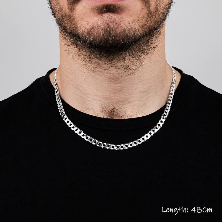 Mens Womens Chain Necklace 6.2mm Cuban Curb Chain 925 Sterling Silver treasurebayb2b
