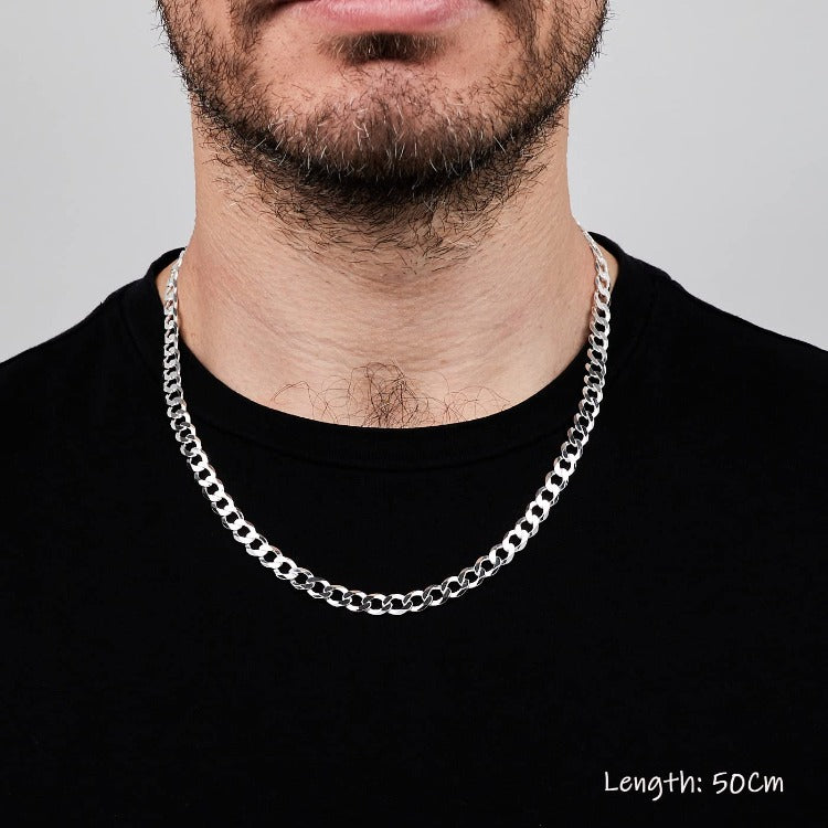 Mens Womens Chain Necklace 6.2mm Cuban Curb Chain 925 Sterling Silver treasurebayb2b