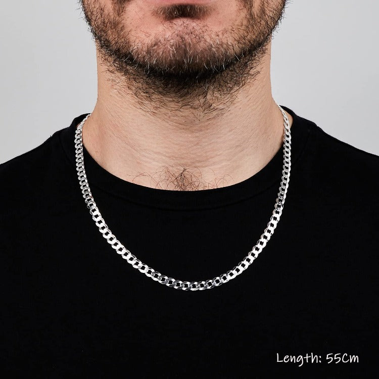 Mens Womens Chain Necklace 6.2mm Cuban Curb Chain 925 Sterling Silver treasurebayb2b