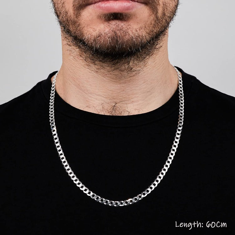Mens Womens Chain Necklace 6.2mm Cuban Curb Chain 925 Sterling Silver treasurebayb2b