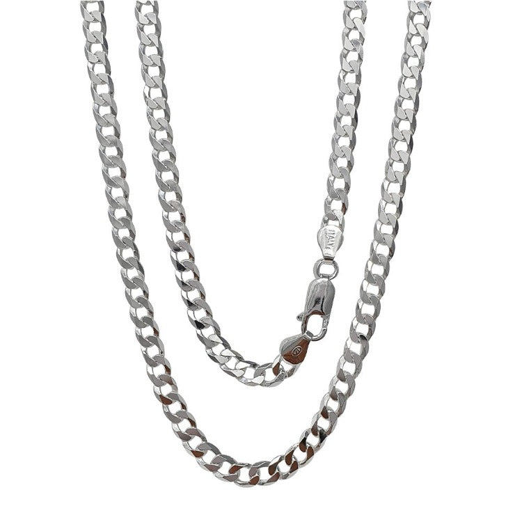 Mens Womens Chain Necklace 6.2mm Cuban Curb Chain 925 Sterling Silver treasurebayb2b