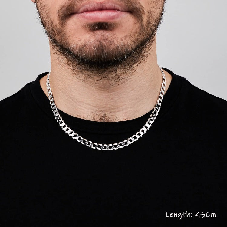 Mens Womens Chain Necklace 6.2mm Cuban Curb Chain 925 Sterling Silver treasurebayb2b