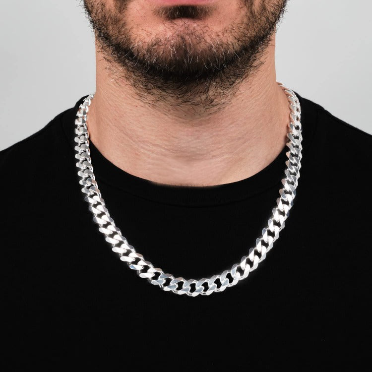 Mens Silver Chain 11.5mm Italian Made Thick Heavy 925 Silver Cuban Curb Chain Necklace treasurebayb2b