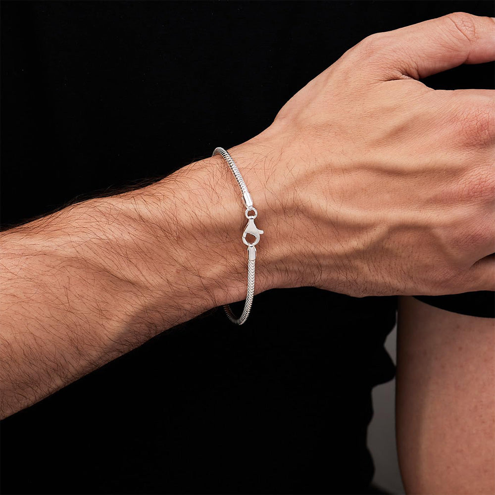 Silver Snake Chain Bracelet For Men and Women | 925 Sterling Silver 2.3mm Thick Snake Chain - Made in Italy treasurebayb2b