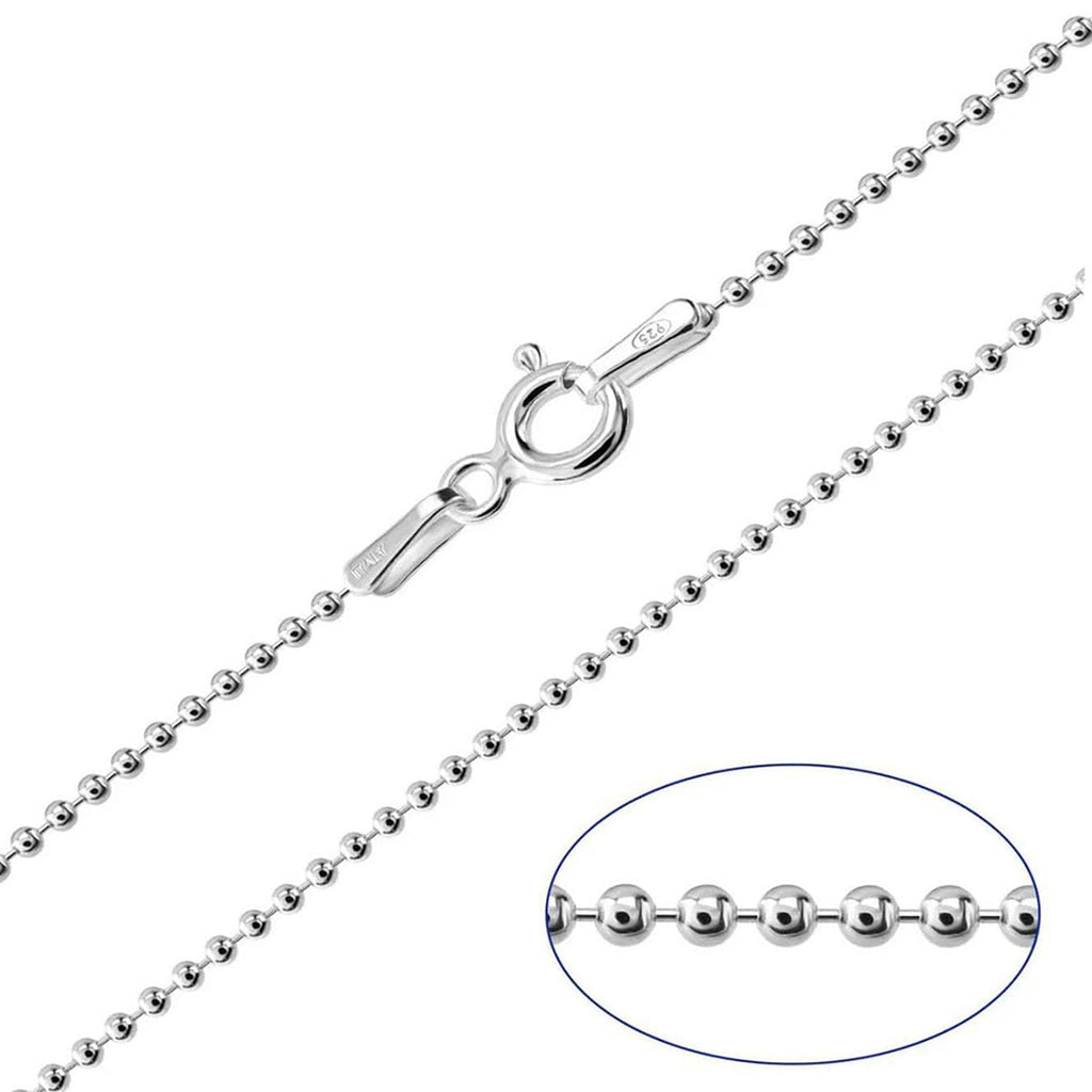 Women's 925 Sterling Silver 1.6m Small Ball Beaded Necklace treasurebayb2b