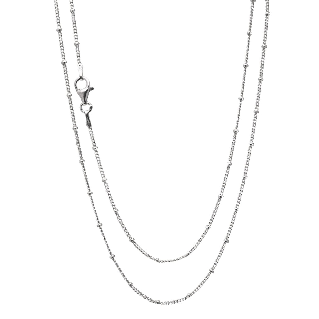 Women's 925 Sterling Silver Italian Curb Ball Beaded Chain Necklace treasurebayb2b