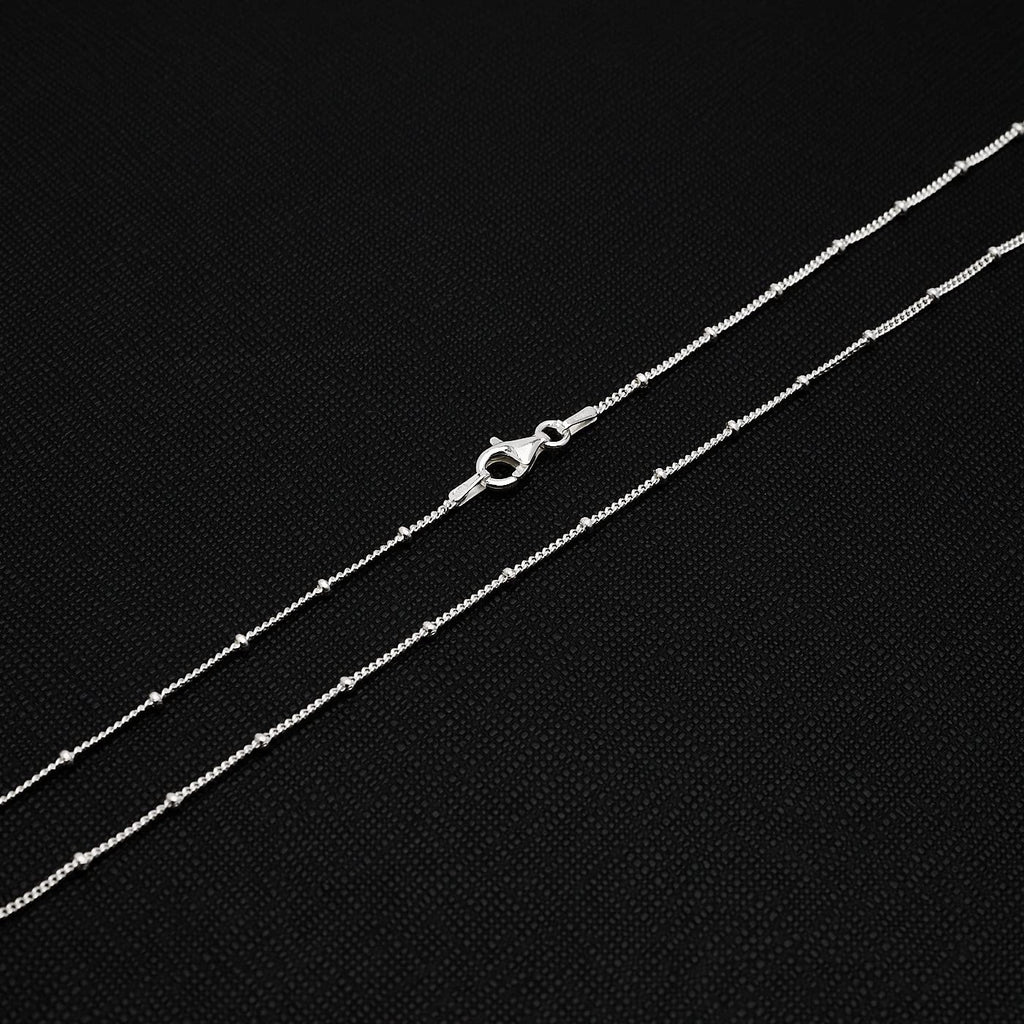 Women's 925 Sterling Silver Italian Curb Ball Beaded Chain Necklace treasurebayb2b