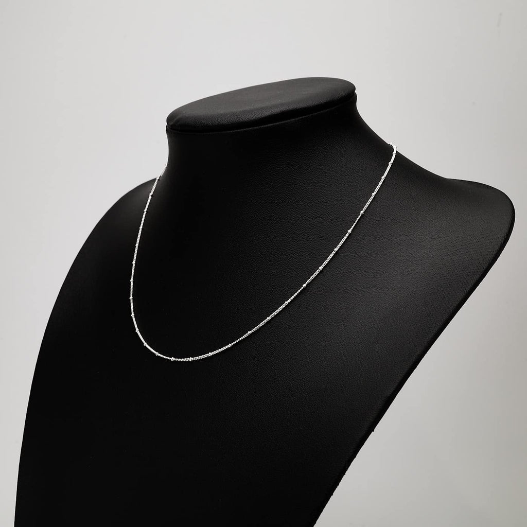 Women's 925 Sterling Silver Italian Curb Ball Beaded Chain Necklace treasurebayb2b