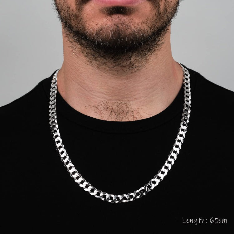 9.2mm Solid 925 Sterling Silver Curb Chain For Men And Women treasurebayb2b