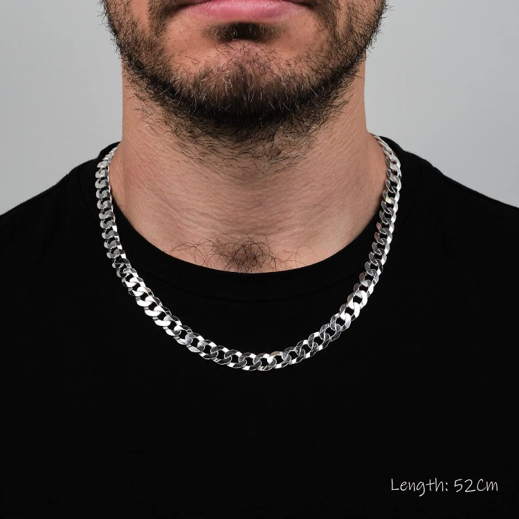 9.2mm Solid 925 Sterling Silver Curb Chain For Men And Women treasurebayb2b