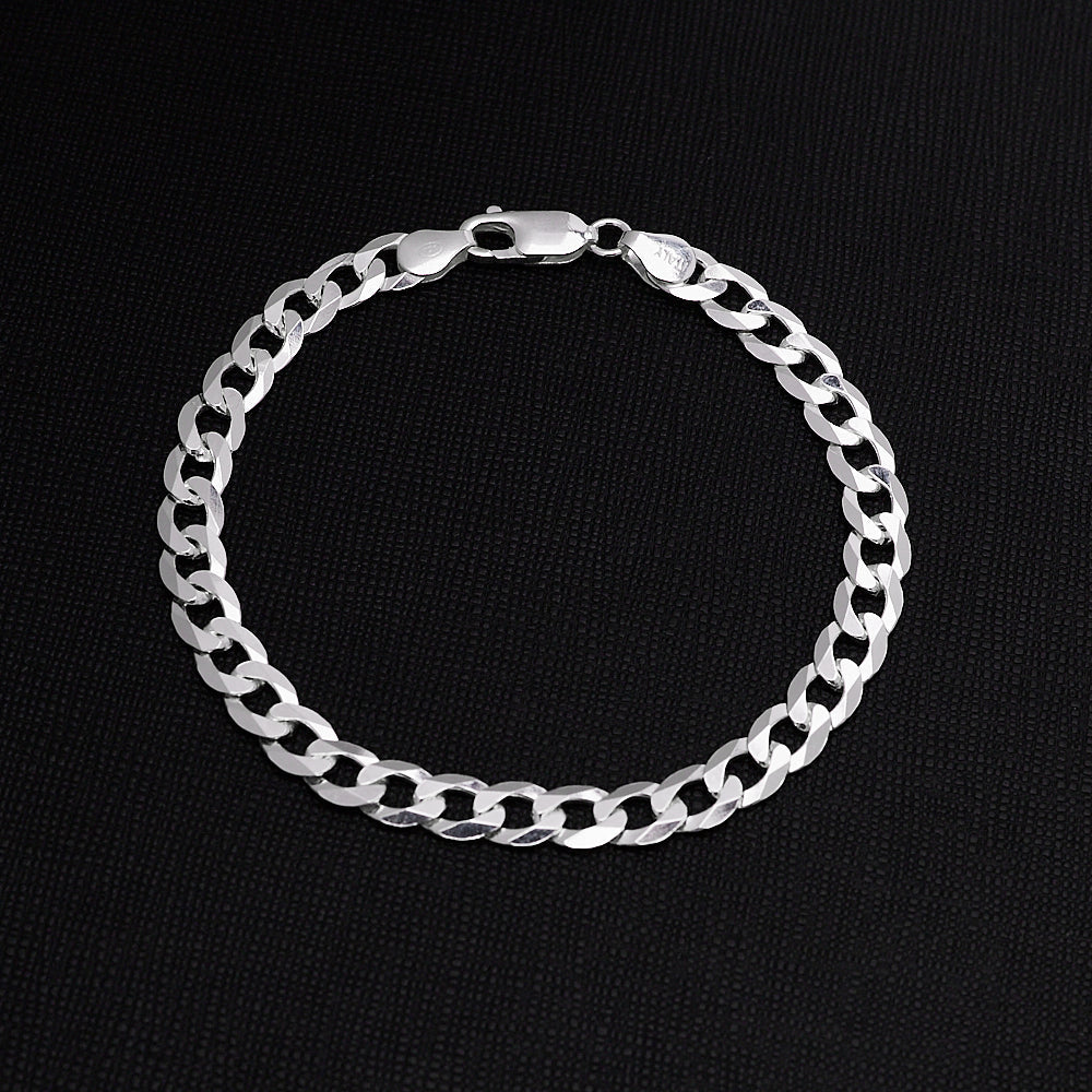 Mens Womens 6.2mm Curb Chain Bracelet 925 Sterling Silver treasurebayb2b