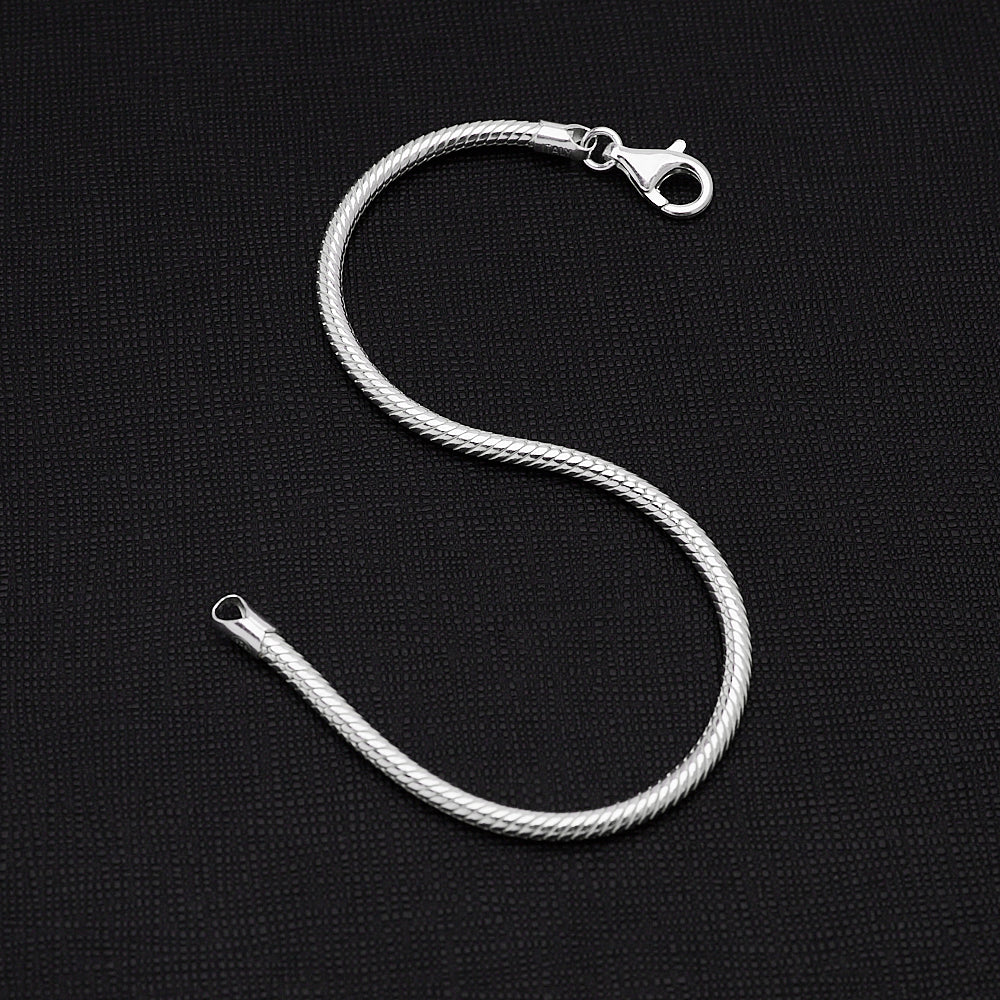 Women's Men's Bracelet Italian 925 Sterling Silver 3.3mm Thick Snake Chain Bracelet treasurebayb2b