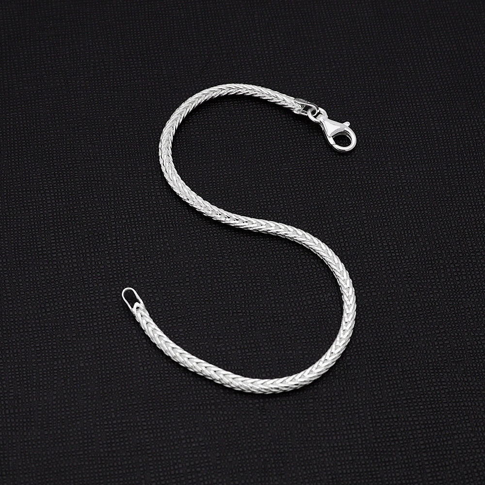 Mens, Womens Italian 925 Sterling Silver Foxtail Chain Bracelet, Lengths: 17.5cm or 18.5cm treasurebayb2b