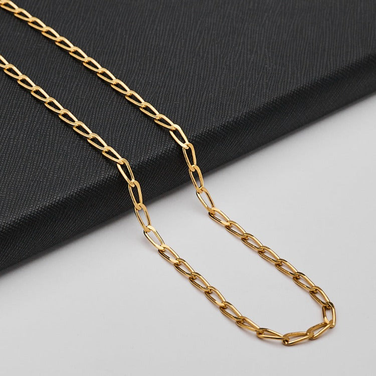 Women's Necklace, 925 Sterling Silver Link Paperclip Chain, Yellow Gold Colour treasurebayb2b