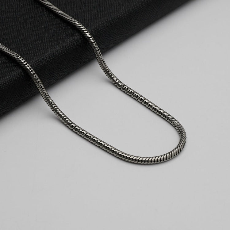 Men's, Women's Heavy 3.4mm Oxidised Silver Snake Chain Necklace 925 Sterling Silver treasurebayb2b