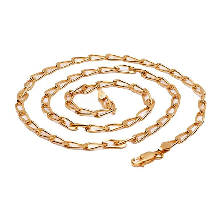 Women's Necklace, 925 Sterling Silver Link Paperclip Chain, Yellow Gold Colour treasurebayb2b