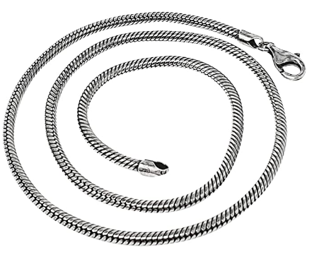 Men's, Women's Heavy 3.4mm Oxidised Silver Snake Chain Necklace 925 Sterling Silver treasurebayb2b