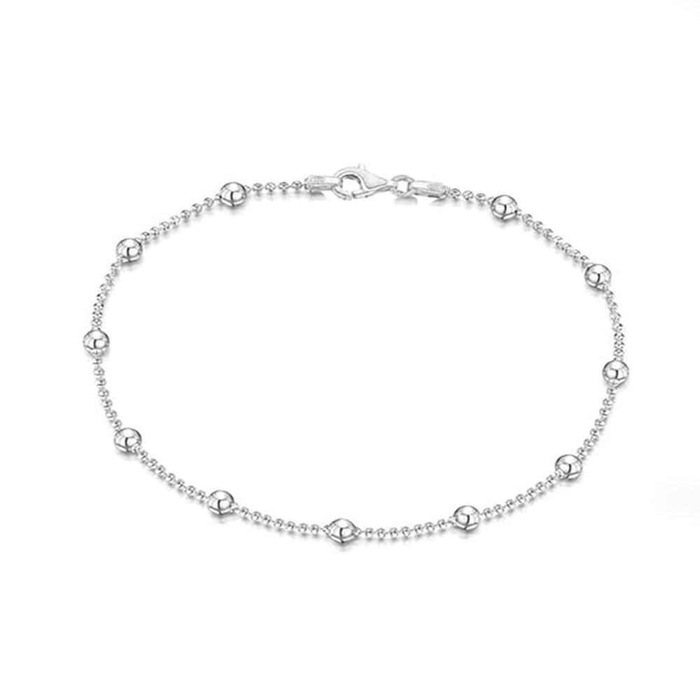 Women's Silver Beads Bracelet | Balls Beaded Chain Bracelet for Women and Girl | Made in Italy treasurebayb2b