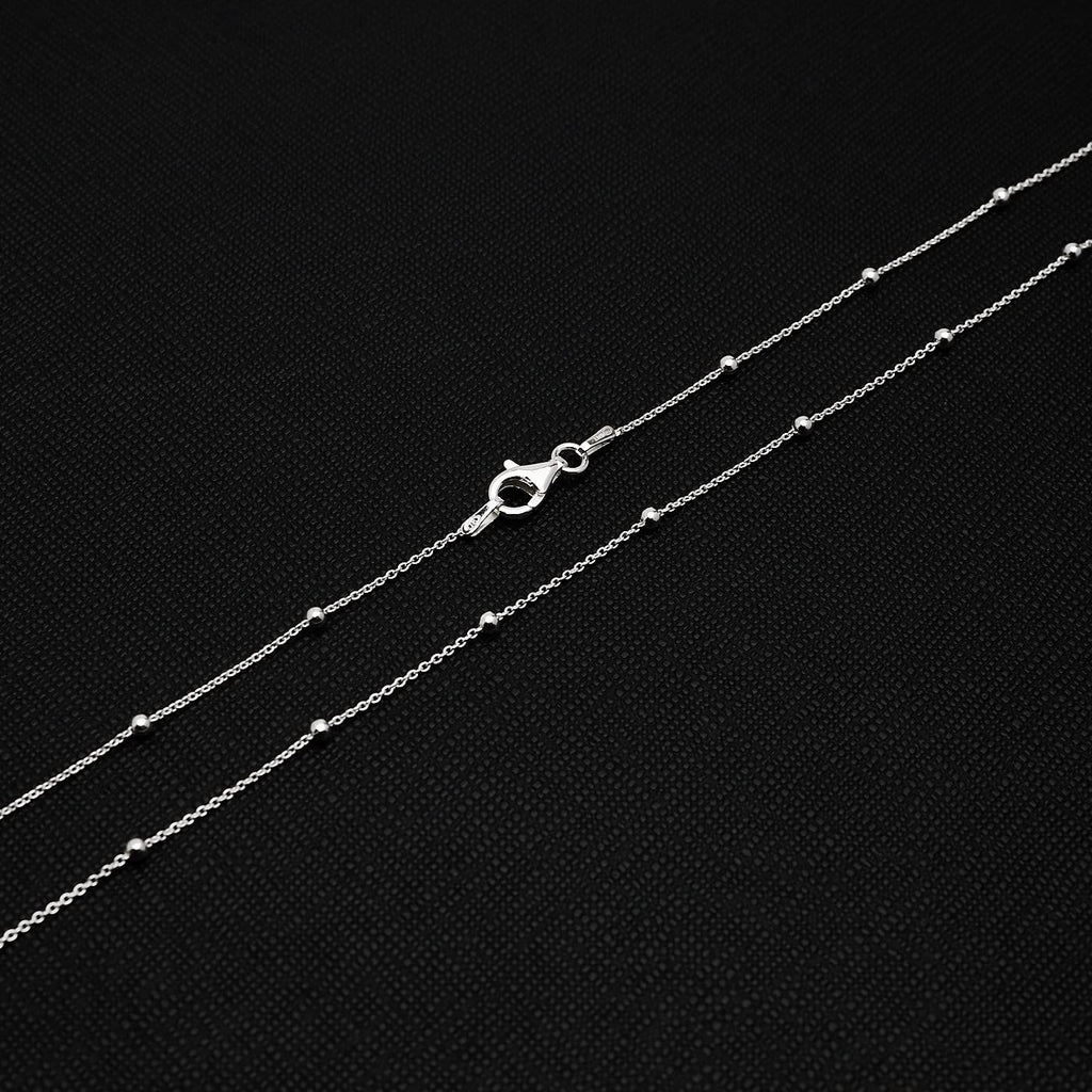 Women's 925 Sterling Silver Small Ball Beaded Stacking Chain Necklace treasurebayb2b