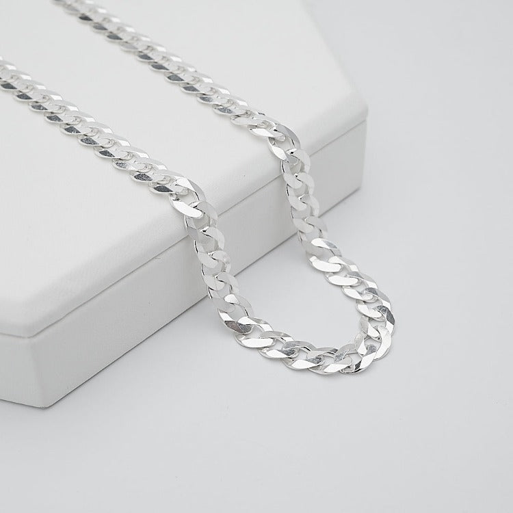 9.2mm Solid 925 Sterling Silver Curb Chain For Men And Women treasurebayb2b