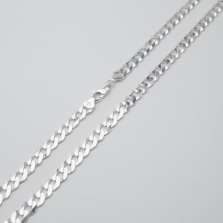 Solid 925 Sterling Silver 8mm Curb Chain For Men treasurebayb2b