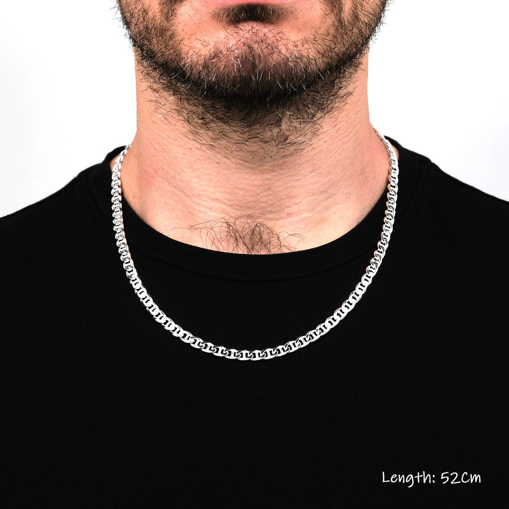 Mens Womens Silver Chain Necklace | 925 Sterling Silver 6.5mm Marina Chain Necklace | Solid Thick Chain For Men treasurebayb2b