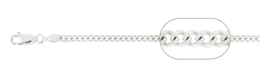 Mens Silver Chain Necklace | 925 Sterling Silver 3mm Diamond Cut Curb Chain treasurebayb2b